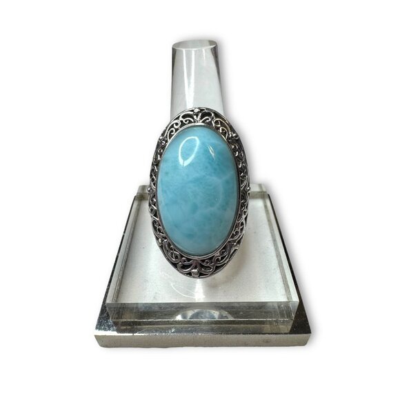 CFJ Sterling Silver Ring Oval Larimar size 7 - Picture 1 of 13